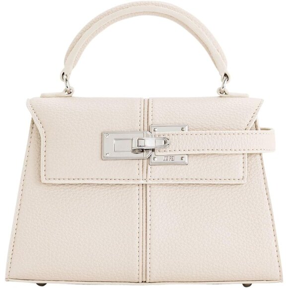 Versatile Women's White Top Handle Bag with Magnetic Closure & Detachable Strap